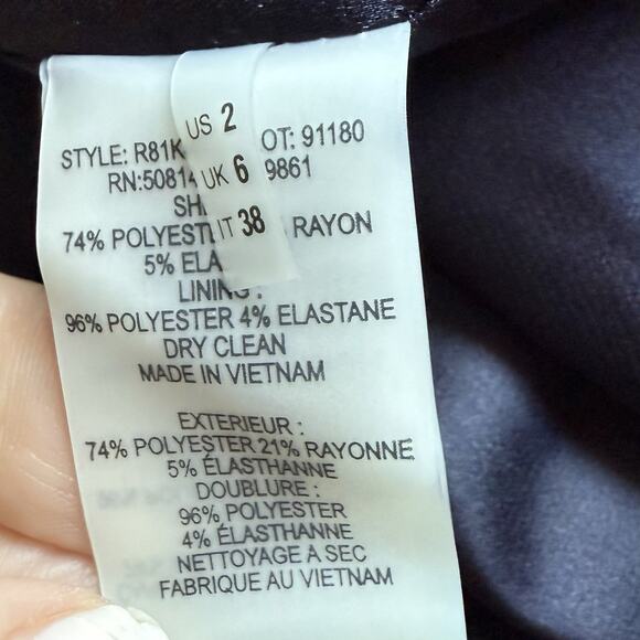 Elie Tahari Black Structured Sheath Dress 3/4 Sleeve Pencil Midi Classic Size 2 - Picture 13 of 13